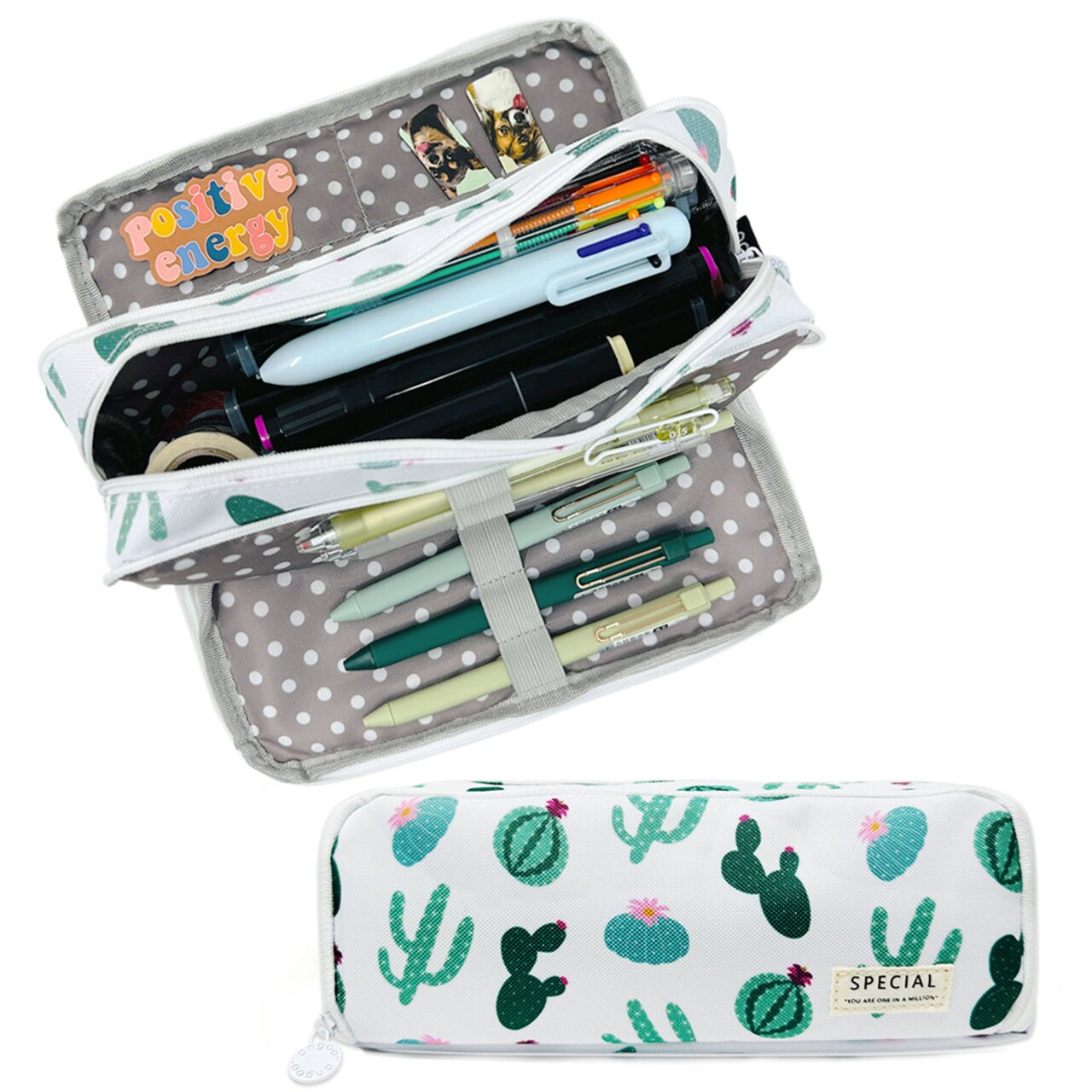 Wrapables Large Capacity Pencil Case, 3 Compartment Pencil Pouch for Stationery Pens